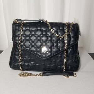 Anne Klein Quilted Chain Strap Bag – Black